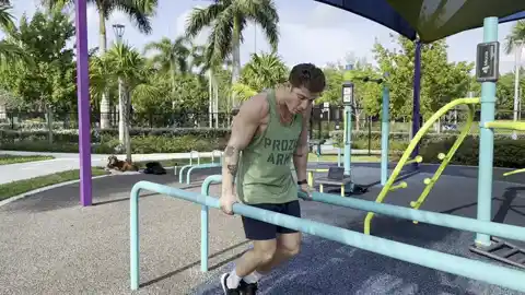 do 3 sets of 10 slow negative dips