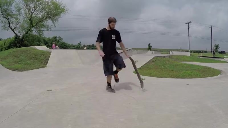 Caveman - throw the board down whilst jumping and landing on it