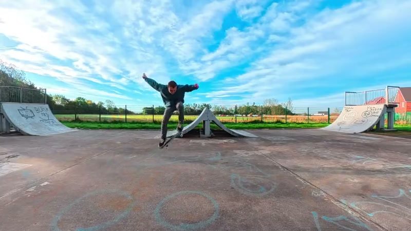 Ollie - jump with the board, getting all 4 wheels off of the ground