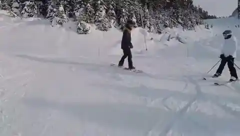 link turns down a slope